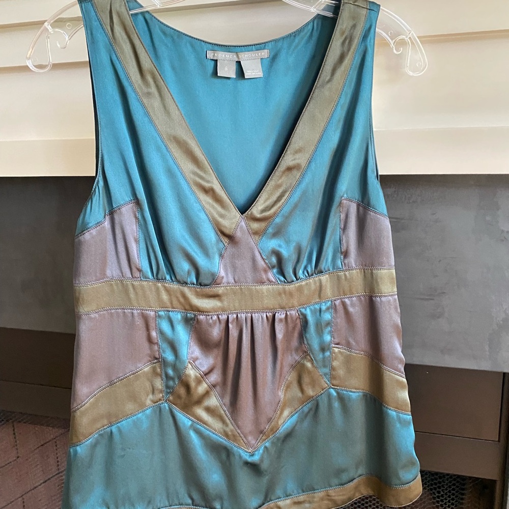 Proenza Schouler Teal and Gold Camisole